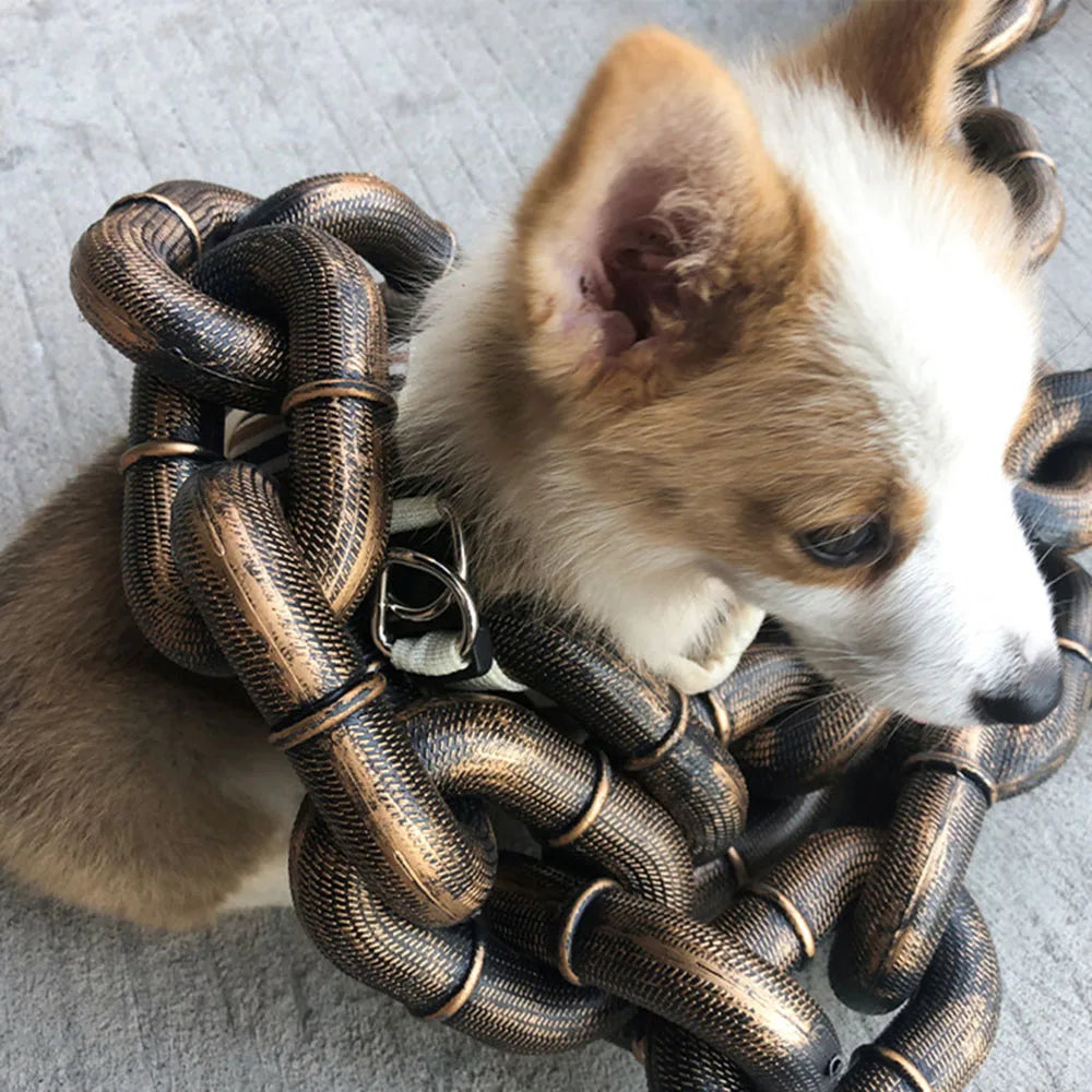 Simulation Iron Chain Dog Leash – Heavy-Duty Plastic Traction Rope for Dogs
