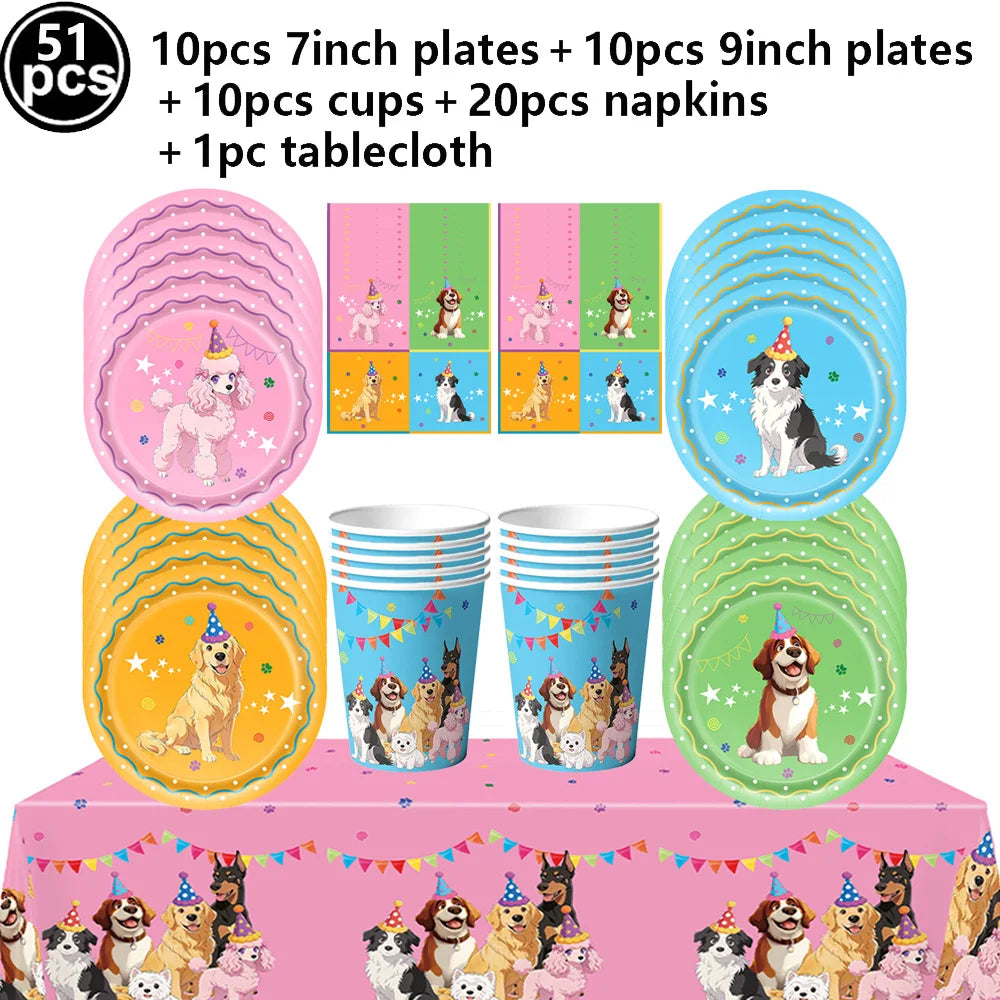 Dog Birthday Party Decoration Set – Banner, Balloons & Cake Decor for Pets