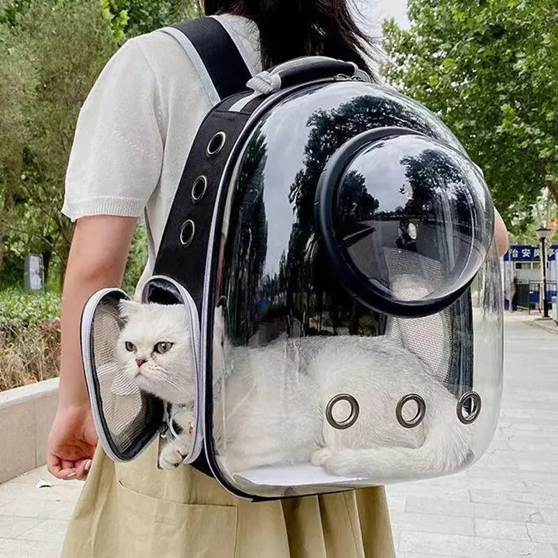 Space Capsule Pet Backpack – Transparent Carrier Bag for Cats & Small Dogs