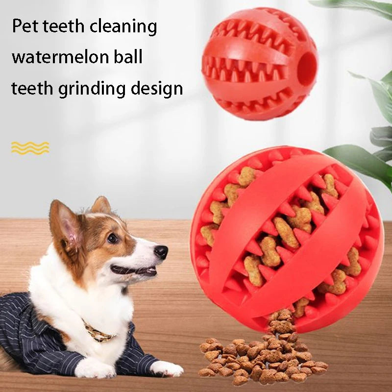 Natural Rubber Dog Chew Ball Toy – Teeth Cleaning Interactive Treat Ball