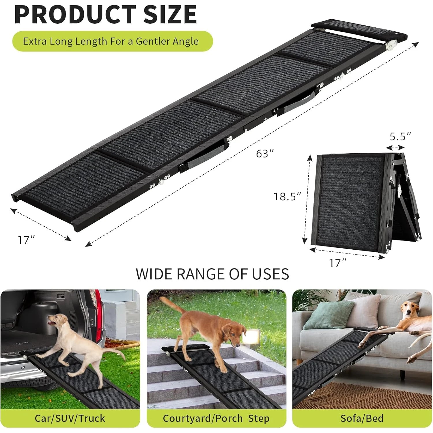 Folding Dog Car Ramp – Non-Slip, 250 LBS Capacity