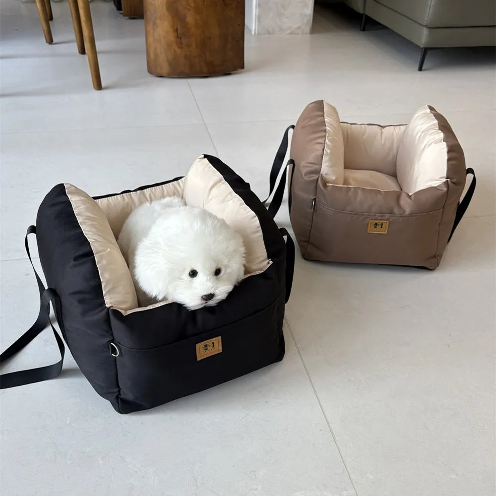 Washable Small Dog Car Seat Booster Bed | Soft Cotton Pet Carrier Nest
