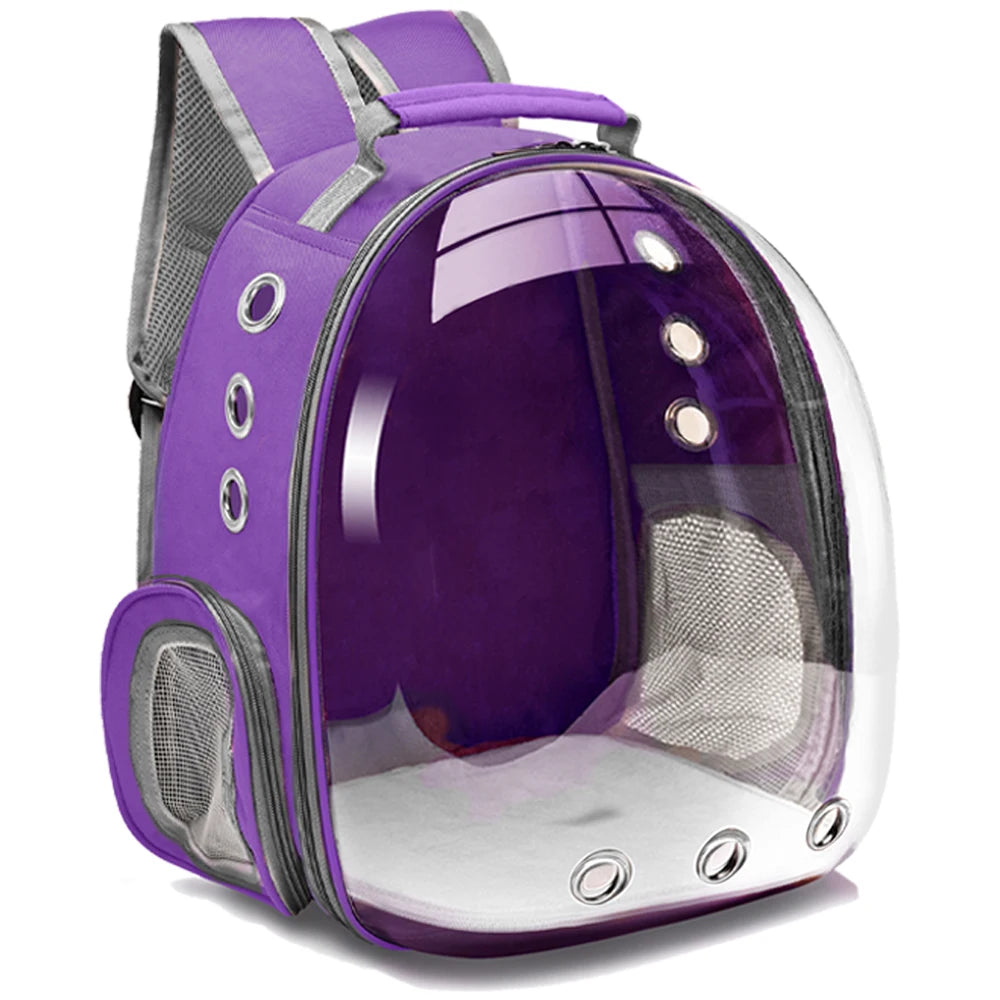 Space Capsule Pet Carrier Backpack — Transparent Breathable Travel Bag for Cats & Small Dogs