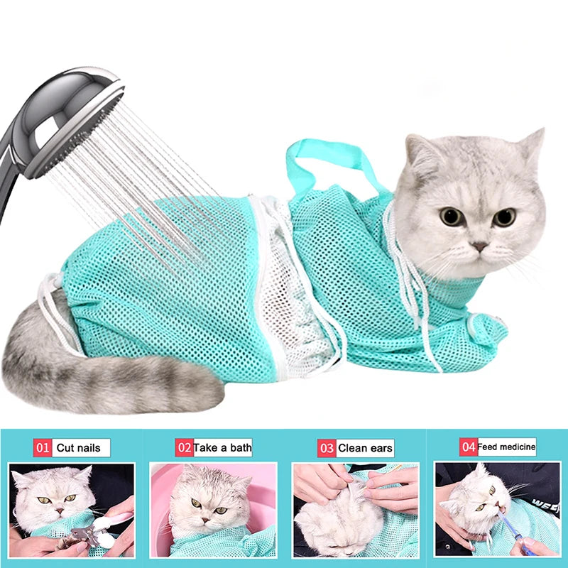 Cat Grooming Restraint Bag – Mesh Bathing & Nail Trimming Bag