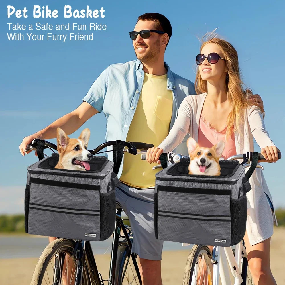 Ride & Roam Pet Bike Basket – Expandable 4-in-1 Carrier for Small Dogs & Cats