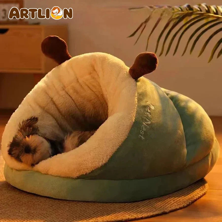 Soft Plush Pet Bed Sofa with Removable Cover – Warm Cozy Sleeping Nest for Dogs & Cats