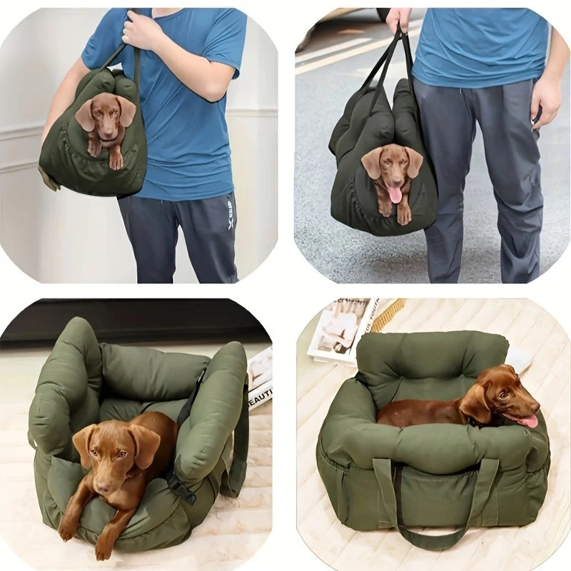 Non-Slip Dog Car Seat with Safety Belt | Washable & Breathable