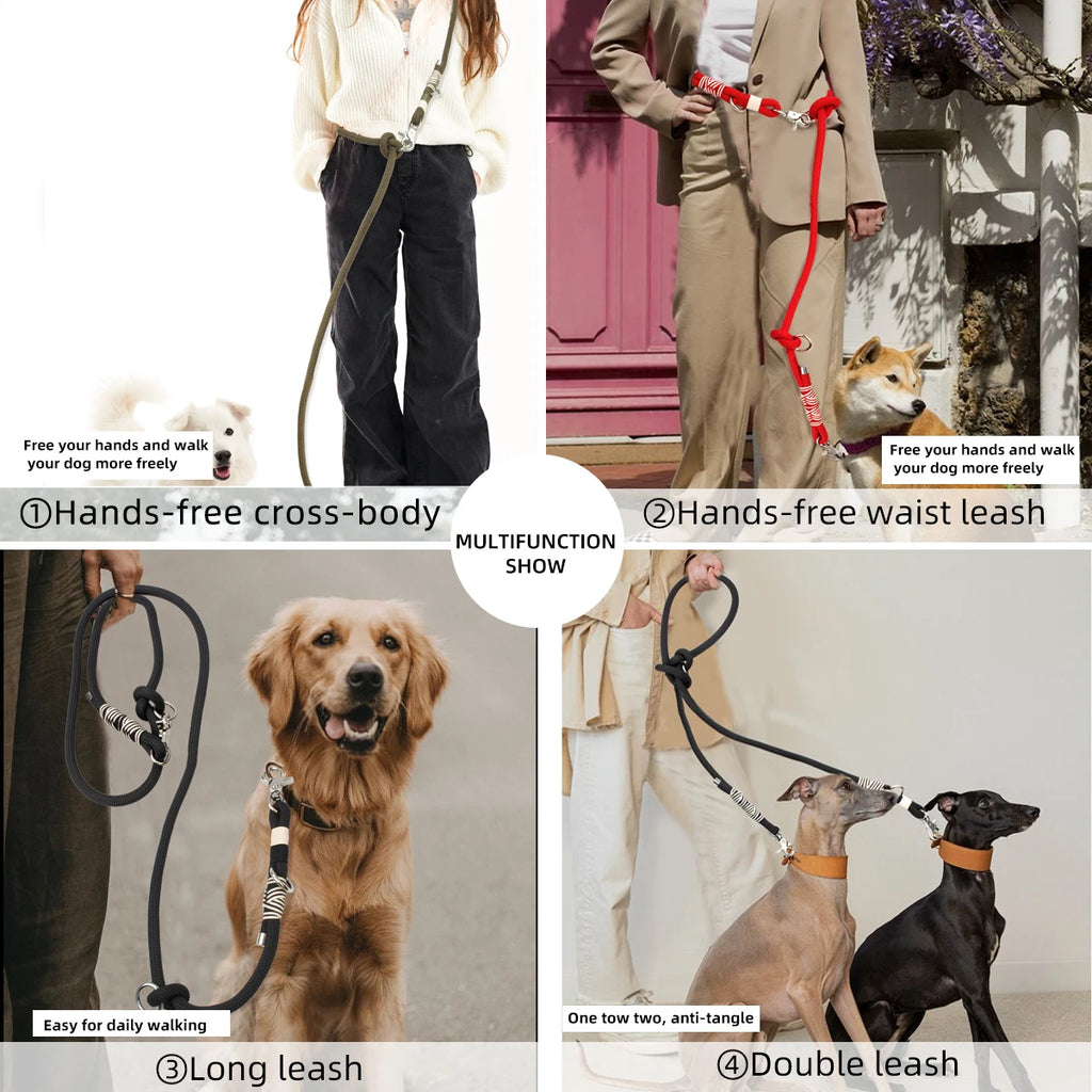 Multifunctional Hands-Free Dog Leash | Braided Nylon for Medium & Large Dogs