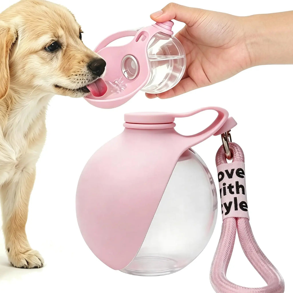 2-in-1 Portable Dog Water Bottle with Foldable Silicone Bowl – Leak-Proof Travel Pet Feeder