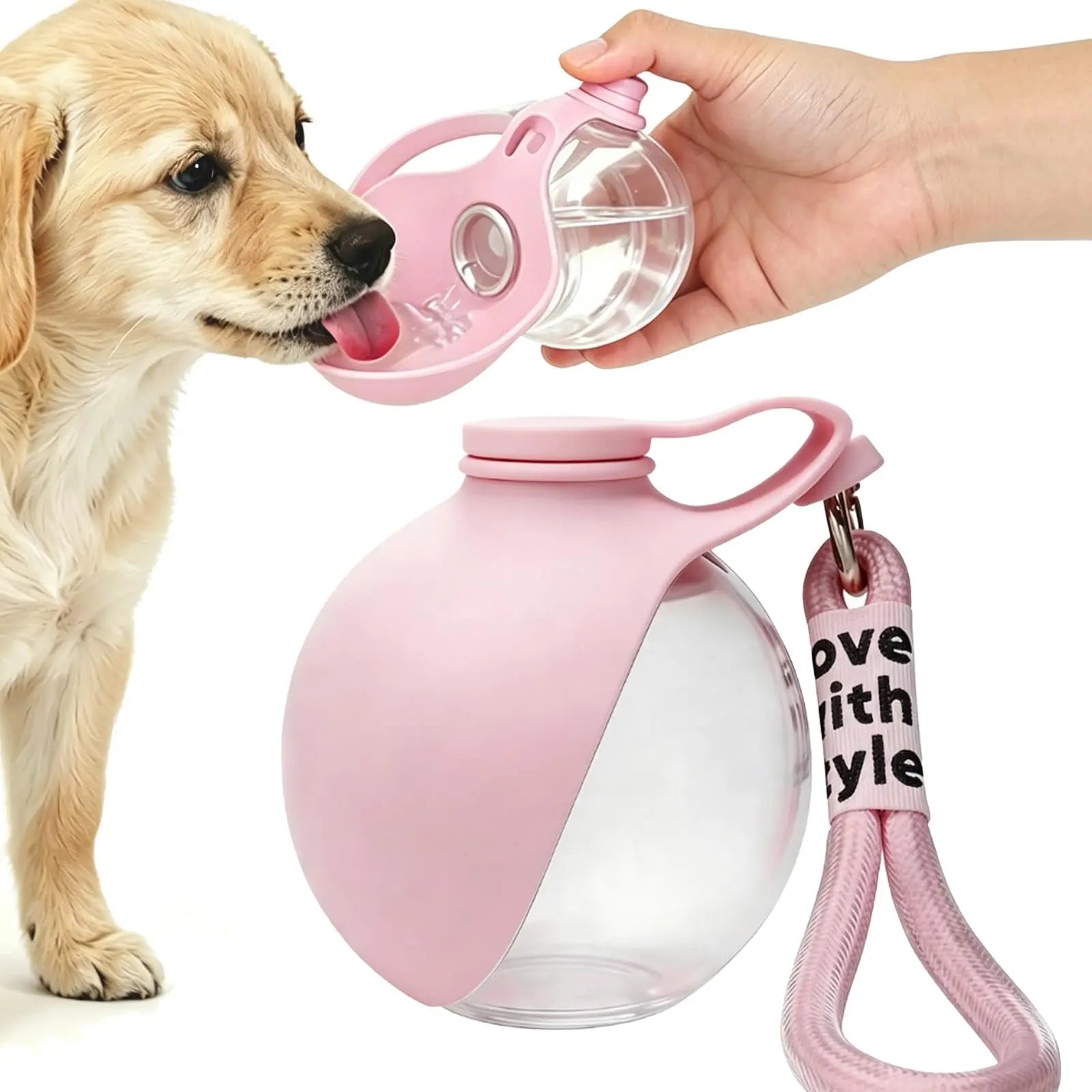 2-in-1 Portable Dog Water Bottle with Foldable Silicone Bowl – Leak-Proof Travel Pet Feeder