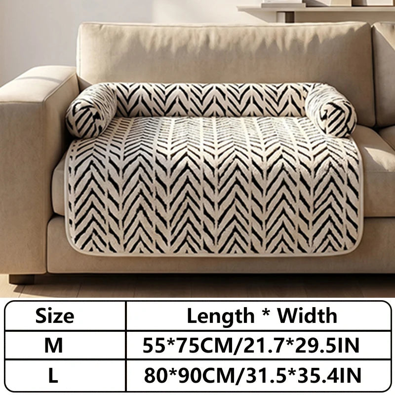 Zebra Plush Bolster Sofa Bed for Cats & Dogs