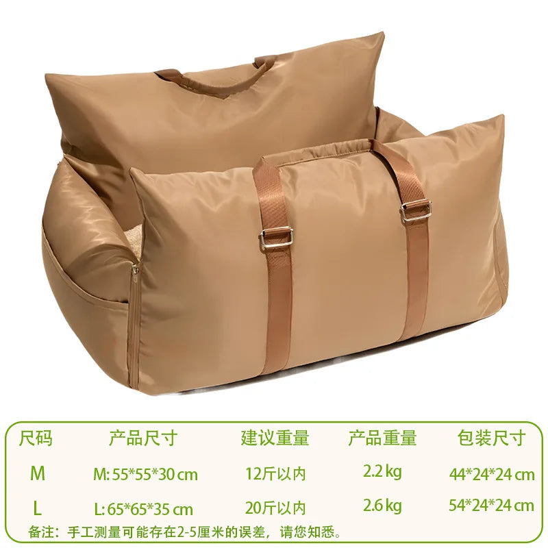 Waterproof Car Pet Seat & Travel Bag | Non-Slip Dog Kennel with Removable Handbag