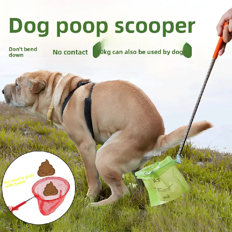 Foldable Dog Poop Scooper with Pee Catcher – Long Handle No-Bend Cleanup Tool