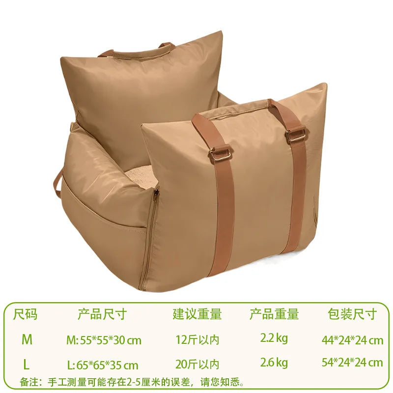Waterproof Car Pet Seat & Travel Bag | Non-Slip Dog Kennel with Removable Handbag
