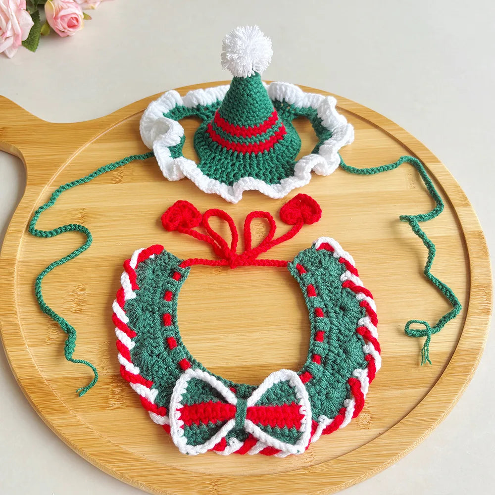 Cat & Dog Christmas Hat and Bow Tie Set