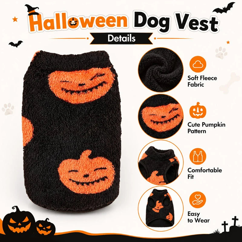 Halloween Fleece Pumpkin Vest for Dogs & Cats
