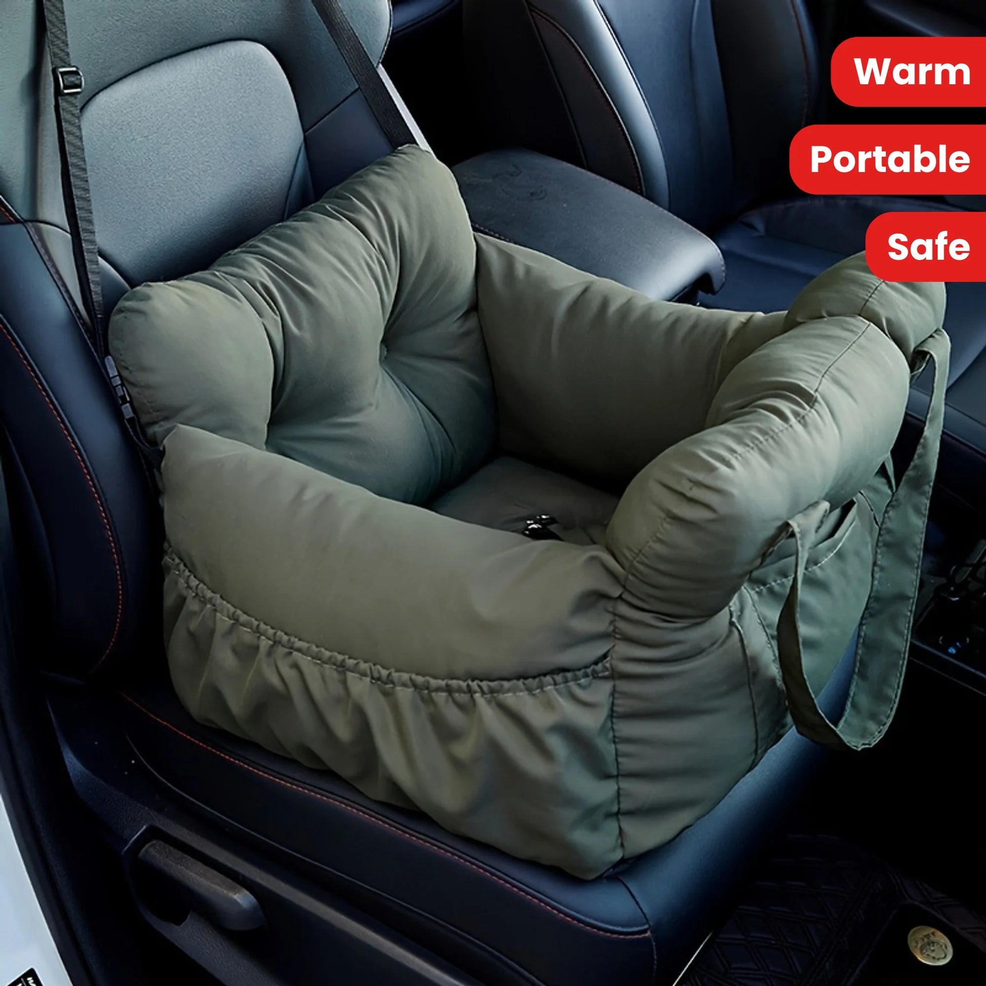 Non-Slip Dog Car Seat with Safety Belt | Washable & Breathable