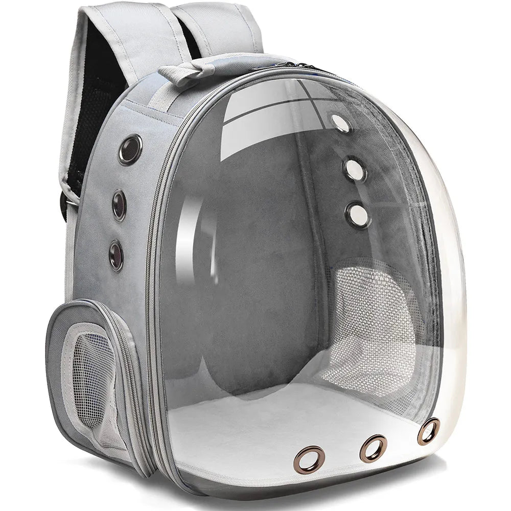 Space Capsule Pet Carrier Backpack — Transparent Breathable Travel Bag for Cats & Small Dogs