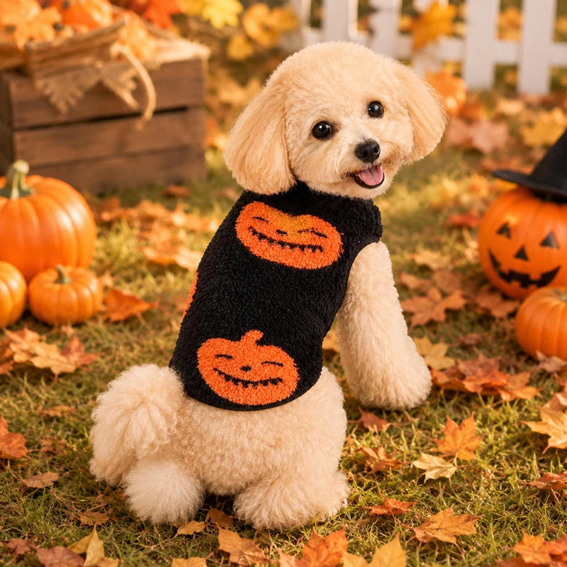 Halloween Fleece Pumpkin Vest for Dogs & Cats
