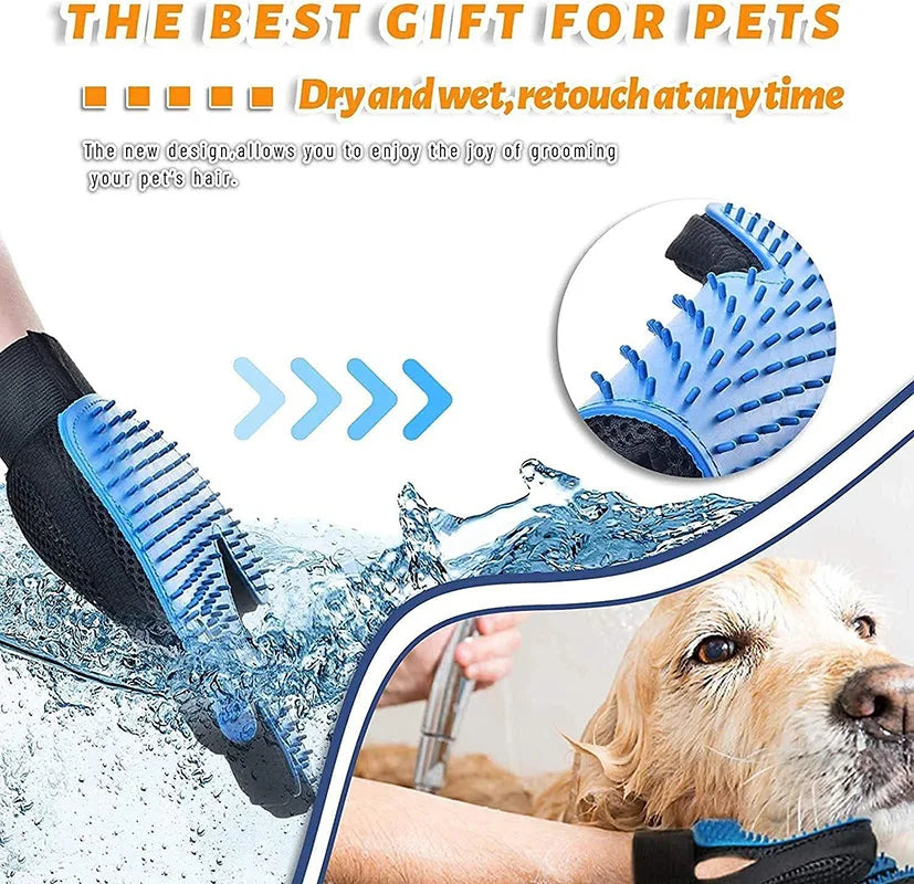 Pet Grooming Glove – Deshedding Brush & Hair Remover for Dogs & Cats