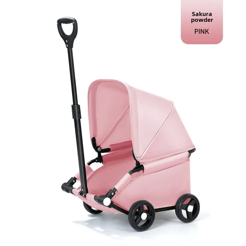 Roll & Stroll Pet Stroller – Lightweight Foldable 4-Wheel Carrier for Cats & Dogs