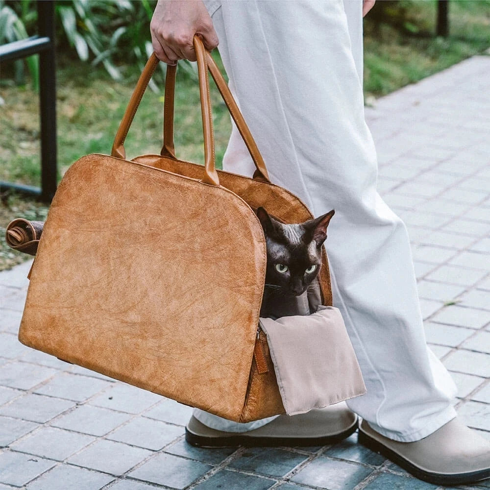 Warm Leather Pet Travel Carrier