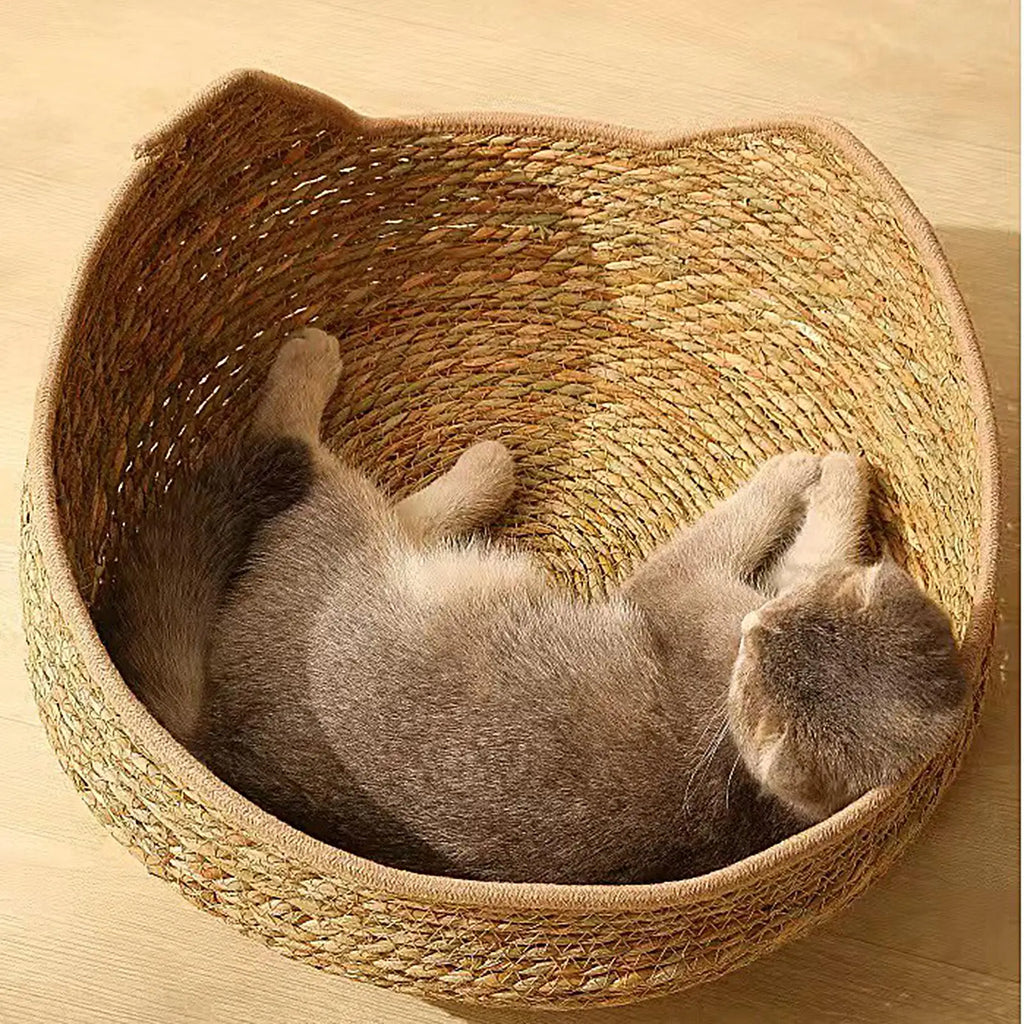 Cotton Rope Round Cat Bed with Pillow