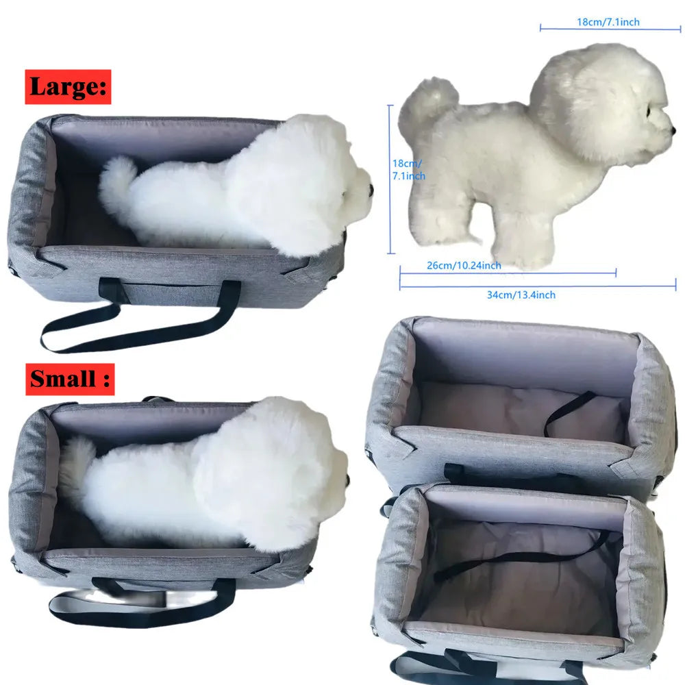 Portable Pet Car Seat Carrier — Soft Waterproof Travel Bed for Small Dogs & Cats