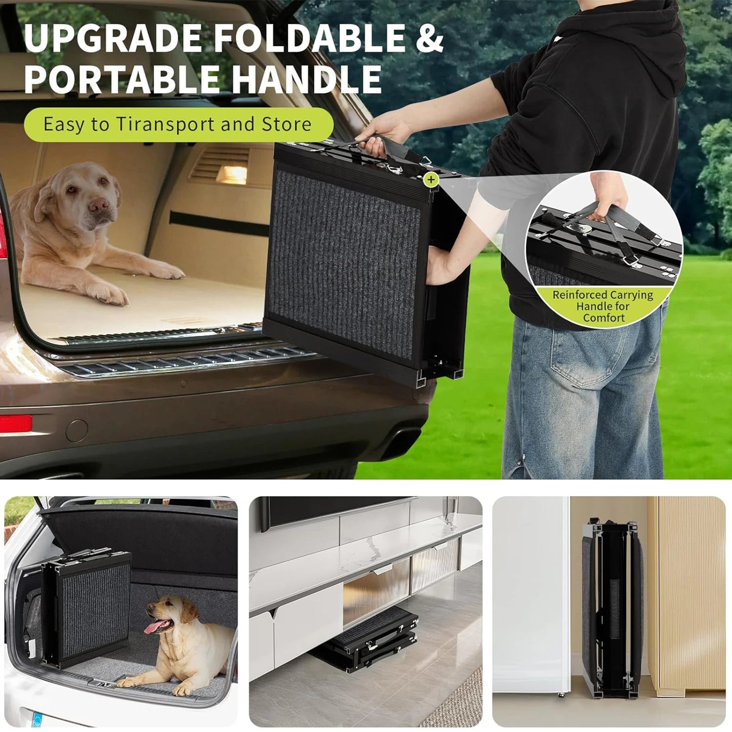 Folding Dog Car Ramp – Non-Slip, 250 LBS Capacity
