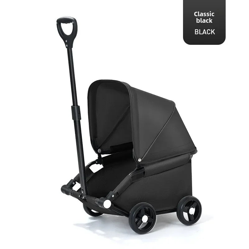 Roll & Stroll Pet Stroller – Lightweight Foldable 4-Wheel Carrier for Cats & Dogs