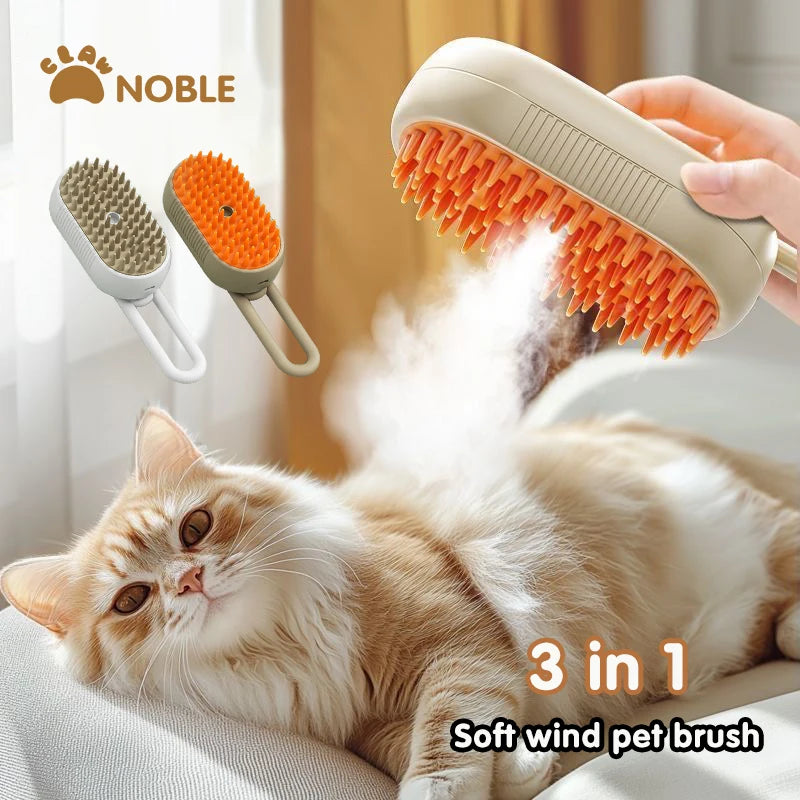 3-in-1 Electric Steam Pet Brush | Spray, Massage & Grooming Comb for Cats & Dogs