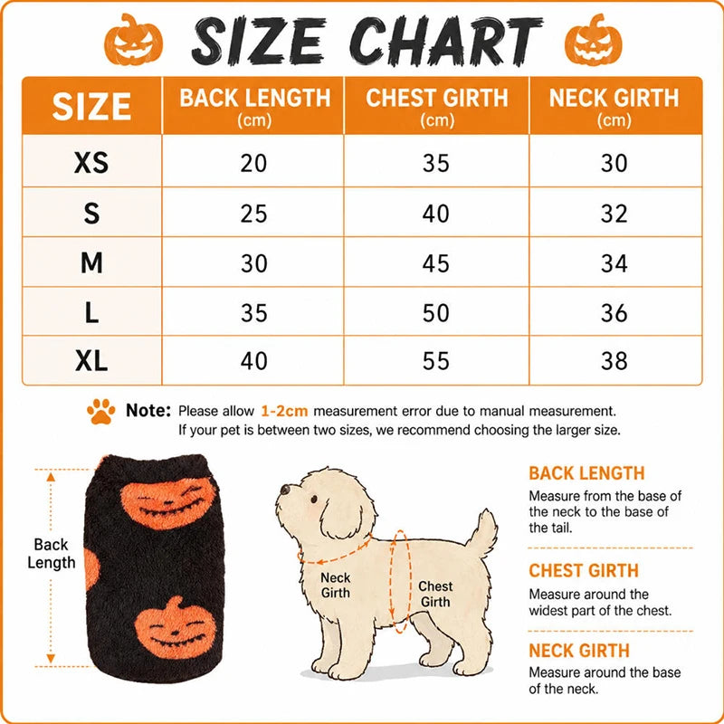 Halloween Fleece Pumpkin Vest for Dogs & Cats