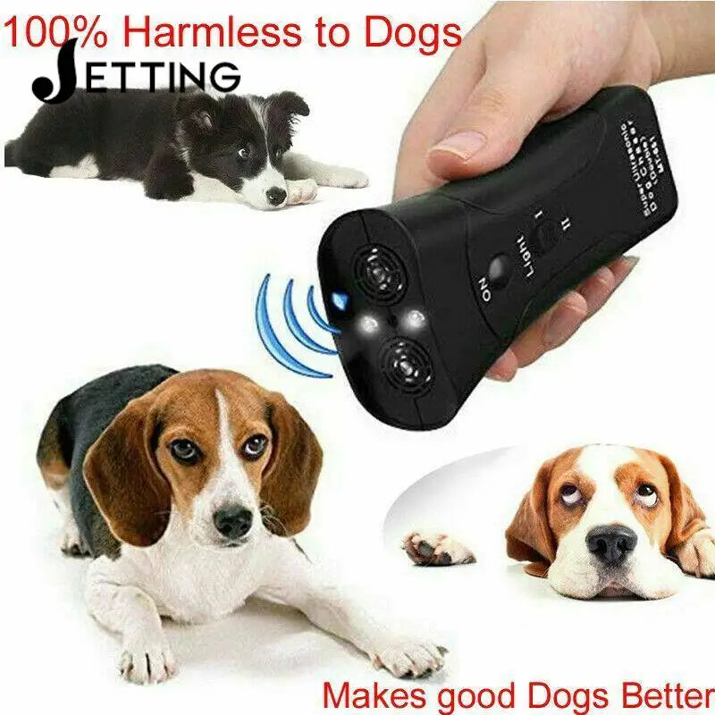 Ultrasonic Dog Repeller & Training Device with Flashlight – 125dB, Portable