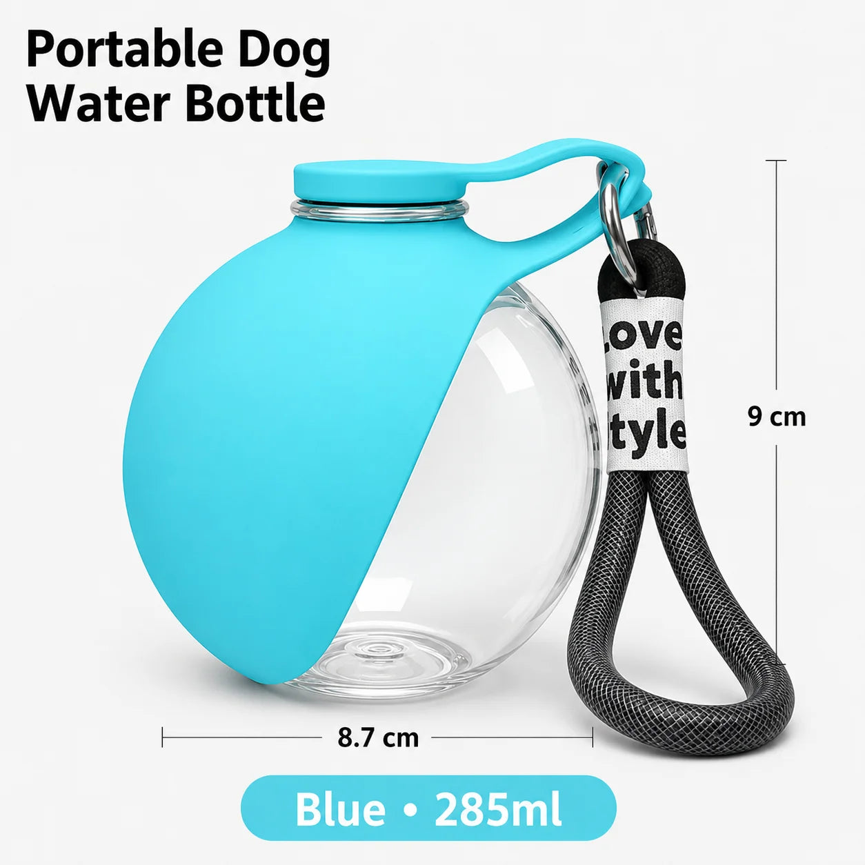 2-in-1 Portable Dog Water Bottle with Foldable Silicone Bowl – Leak-Proof Travel Pet Feeder
