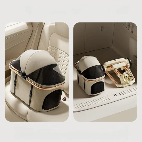 3-in-1 Luxury Pet Stroller with Detachable Carrier — 4-Wheel Travel Pram for Small & Medium Dogs and Cats