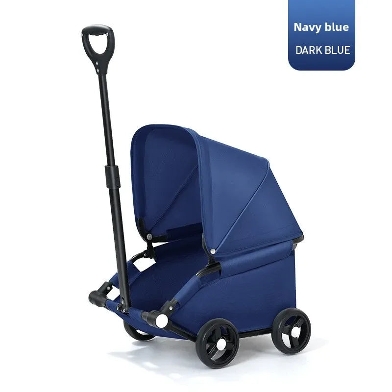 Roll & Stroll Pet Stroller – Lightweight Foldable 4-Wheel Carrier for Cats & Dogs