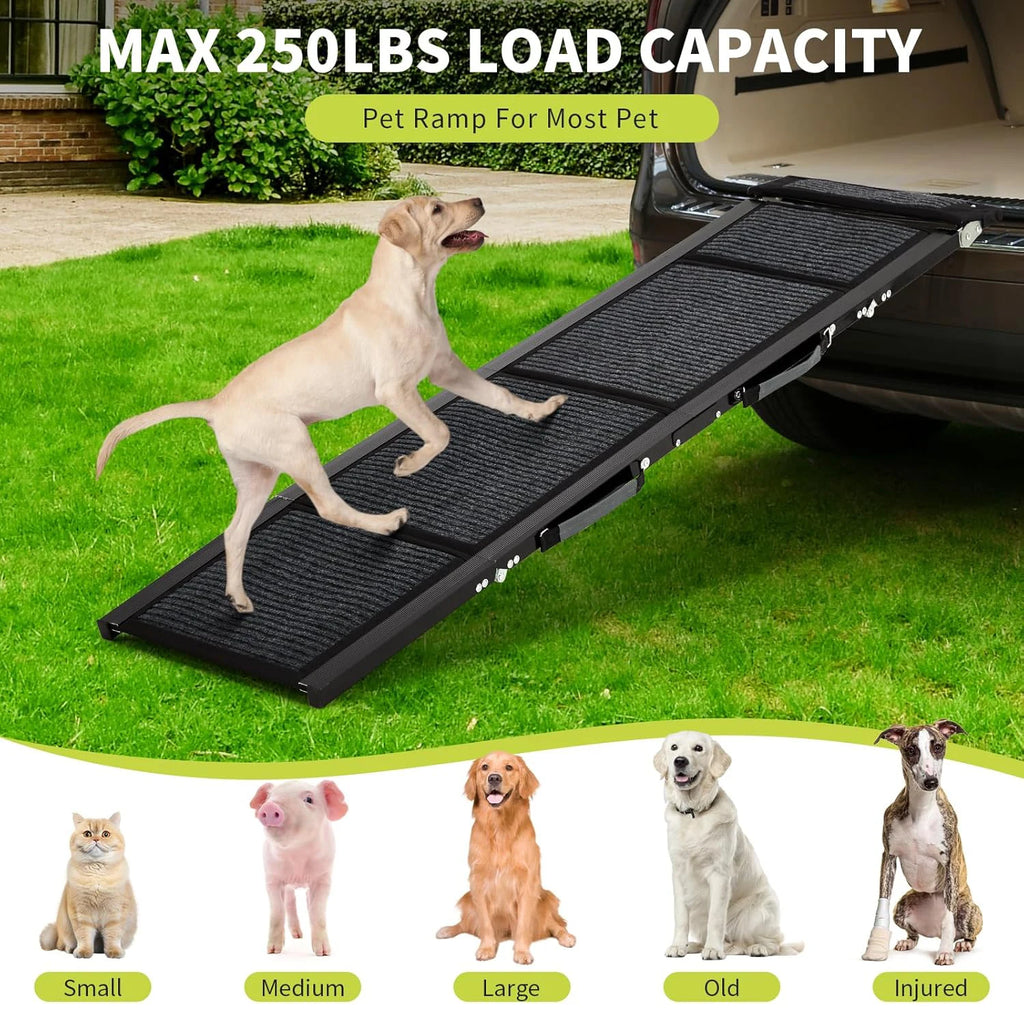 Folding Dog Car Ramp – Non-Slip, 250 LBS Capacity