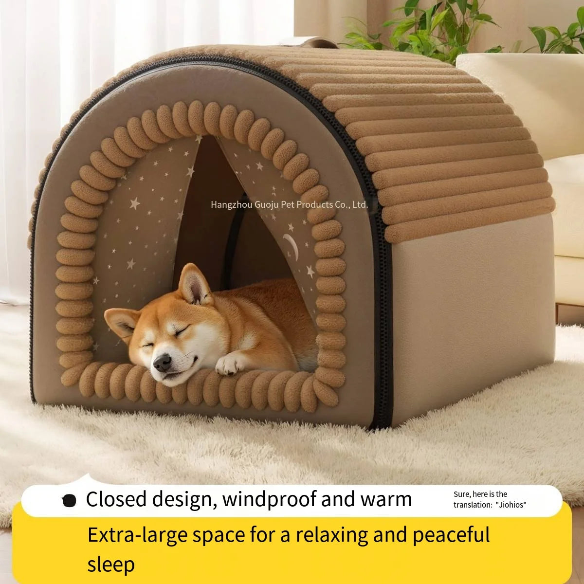 Thickened Winter Pet Bed | Closed Dog House & Cat Shelter with Washable Mattress