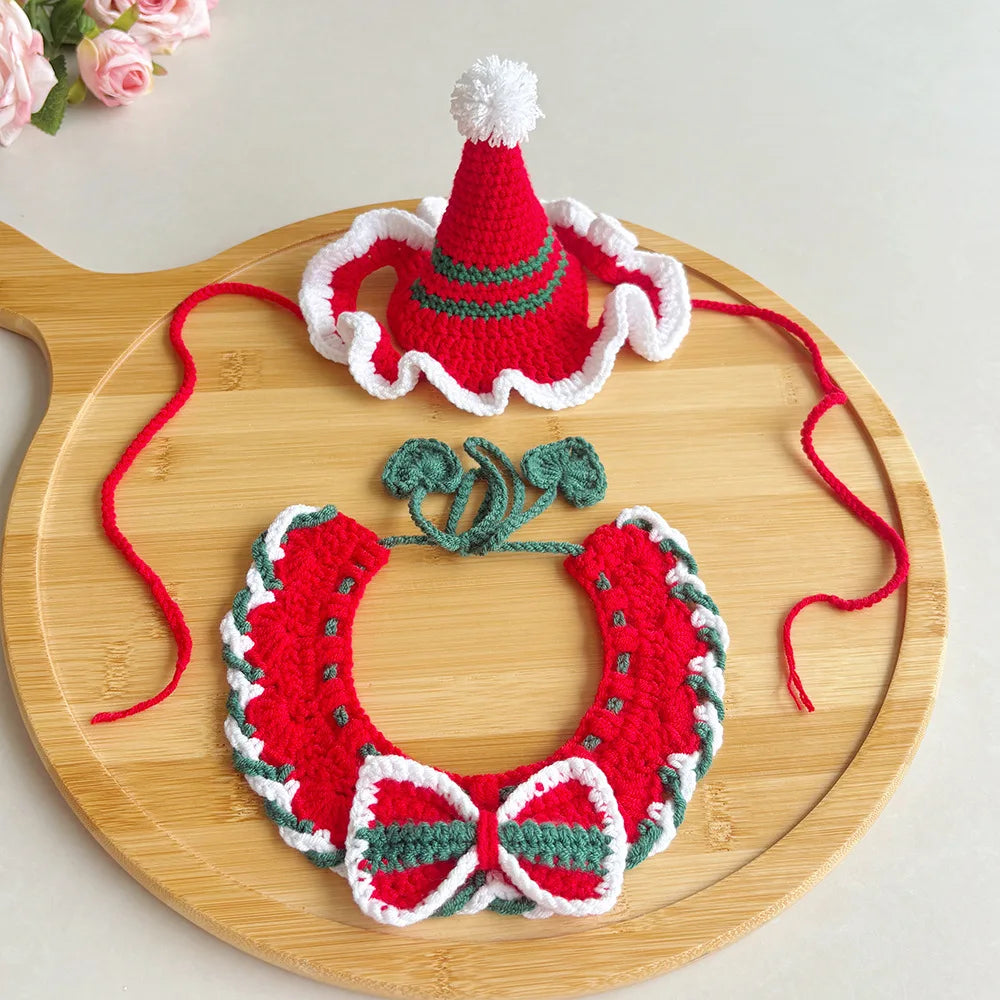 Cat & Dog Christmas Hat and Bow Tie Set