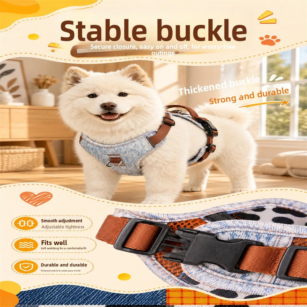 Patchwork Denim No-Pull Dog Harness