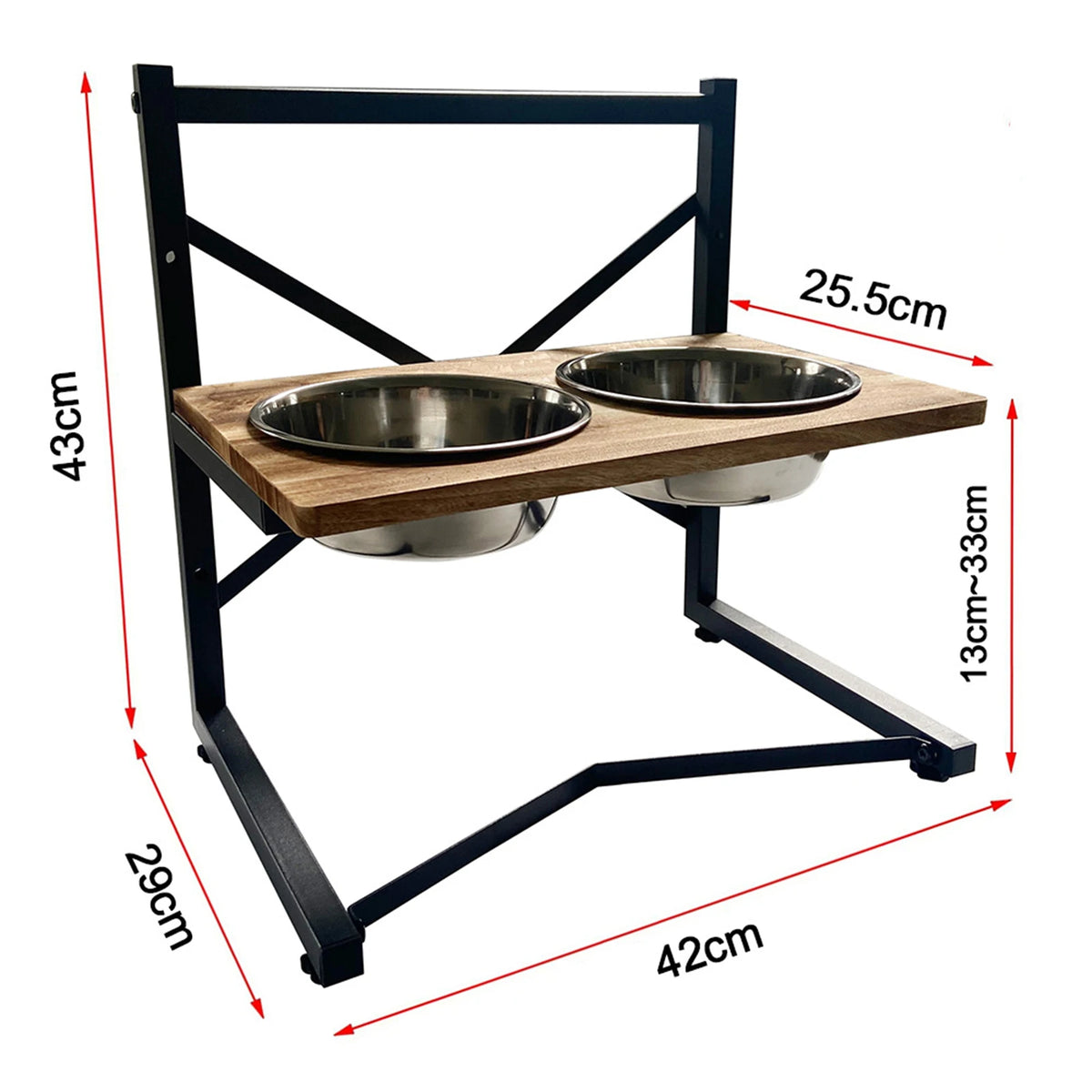 Elevated Dog Bowl Stand with Stainless Steel Bowls