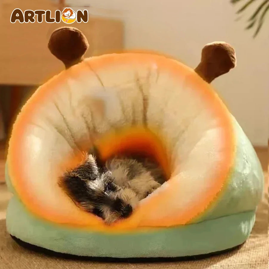 Soft Plush Pet Bed Sofa with Removable Cover – Warm Cozy Sleeping Nest for Dogs & Cats