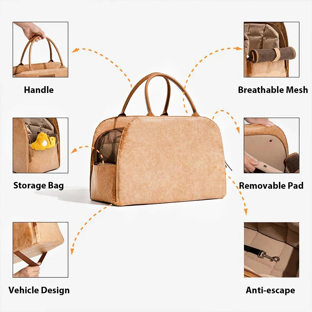 Warm Leather Pet Travel Carrier