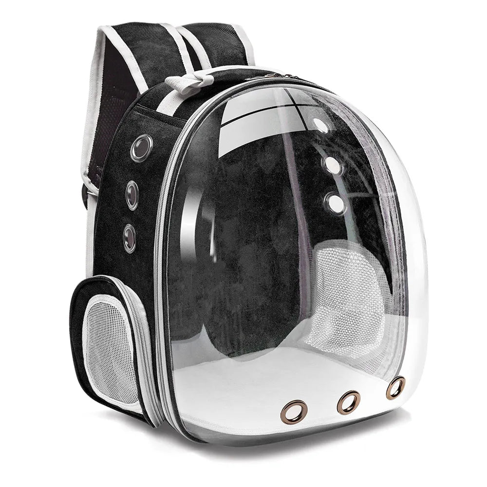 Space Capsule Pet Carrier Backpack — Transparent Breathable Travel Bag for Cats & Small Dogs