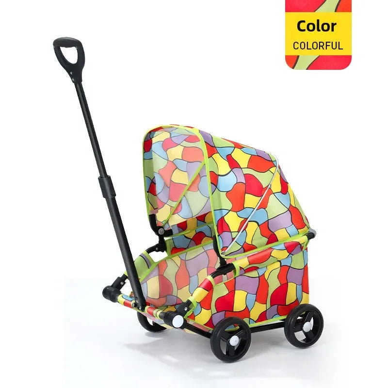 Roll & Stroll Pet Stroller – Lightweight Foldable 4-Wheel Carrier for Cats & Dogs