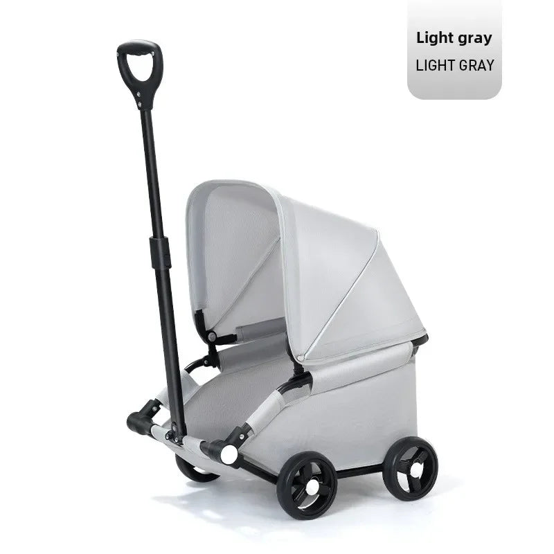 Roll & Stroll Pet Stroller – Lightweight Foldable 4-Wheel Carrier for Cats & Dogs