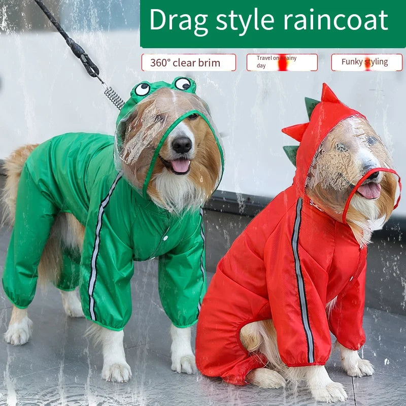 Waterproof Dog Raincoat with Hood – Reflective Adjustable Rain Jacket for Small to Large Dogs