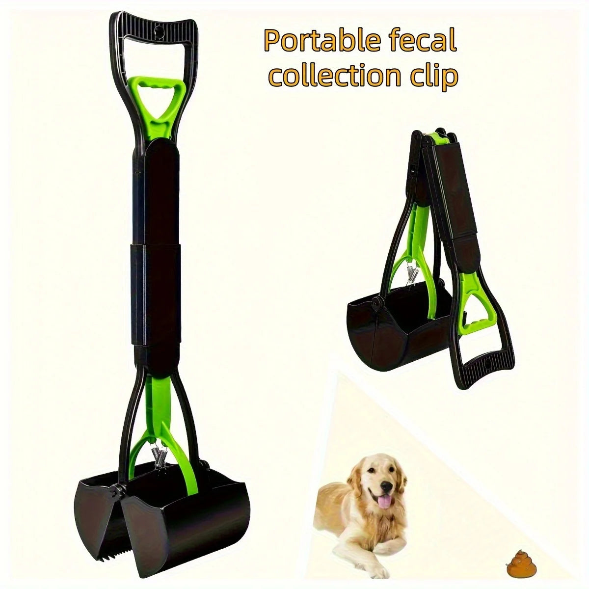 Foldable No-Bend Dog Poop Scooper – Long Handle Pet Waste Pickup Tool for Indoor & Outdoor Use