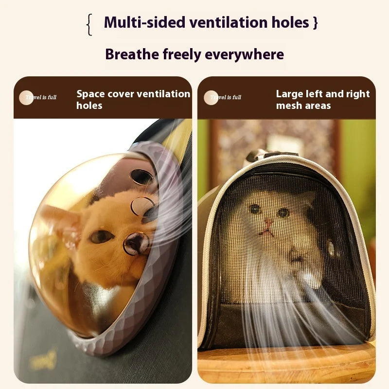 Portable Pet Carrier Bag – Transparent Window Backpack for Cats & Small Dogs