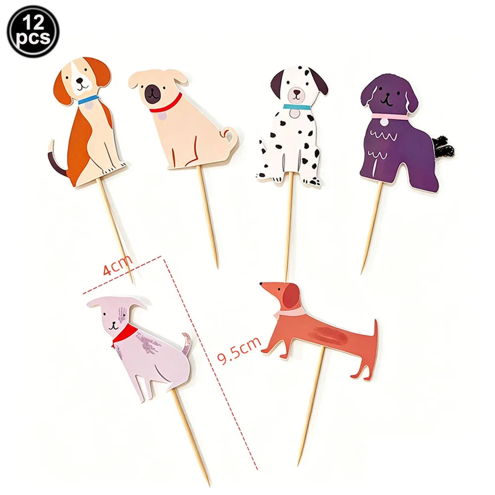 Dog Birthday Party Decoration Set – Banner, Balloons & Cake Decor for Pets